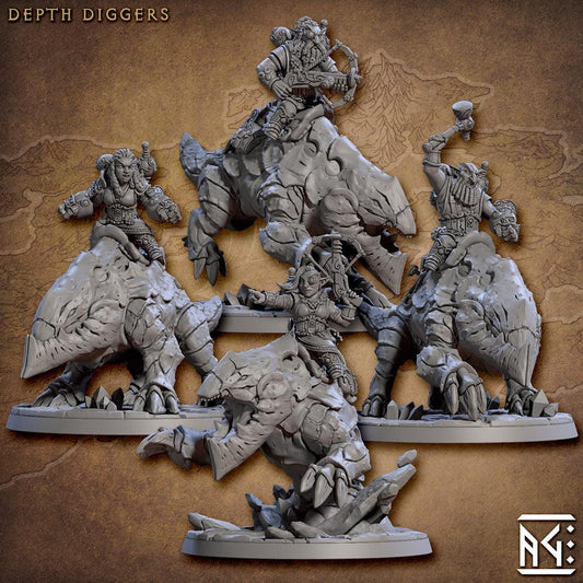 Depth Diggers Riders (Gnomes of Golemmar) - Monsters Minis