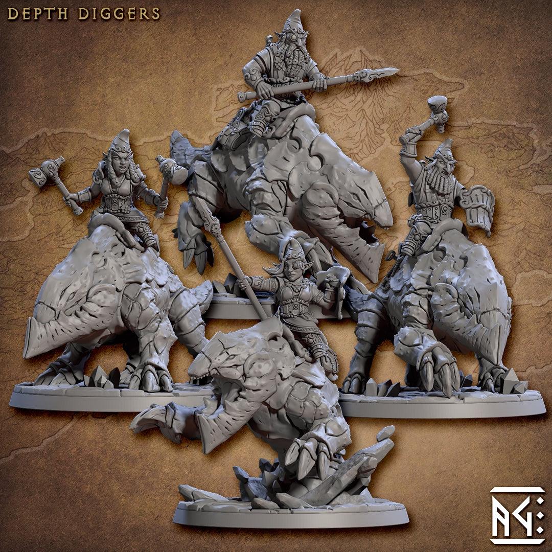 Depth Diggers Riders (Gnomes of Golemmar) - Monsters Minis