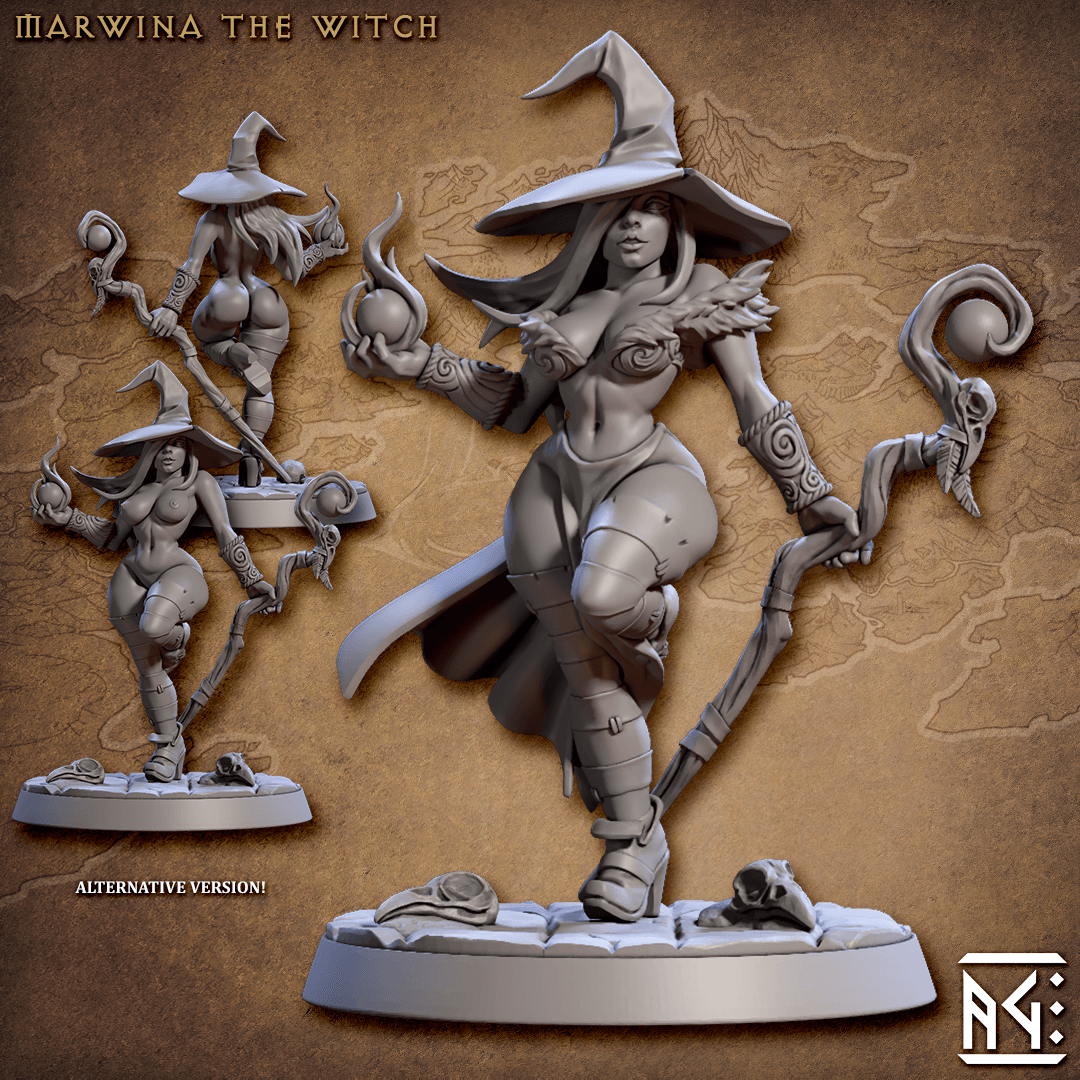 Marwina the Witch (Fantasy Pinup) - Monsters Minis