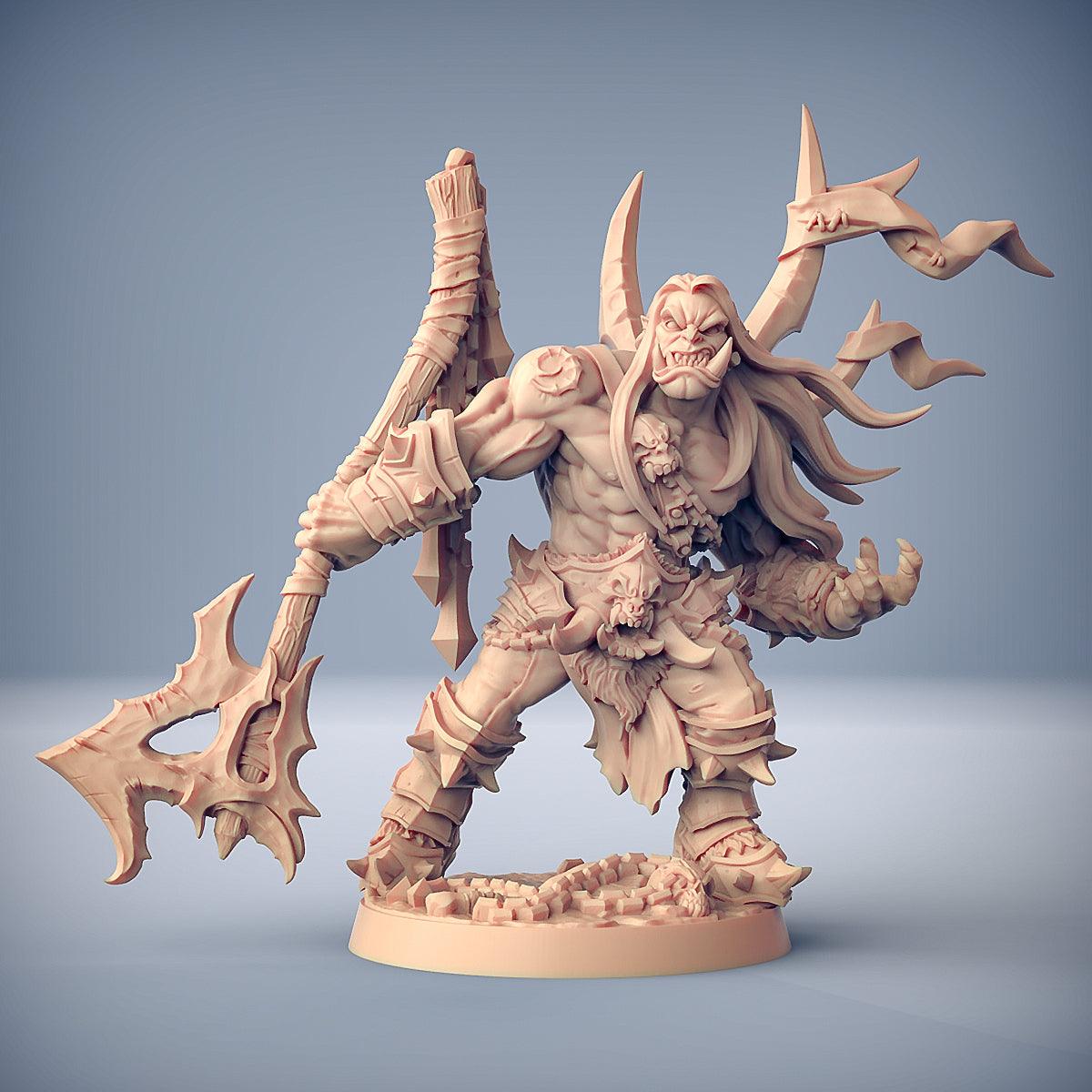 Throgar the Chainbreaker - Orc Barbarian Hero - Monsters Minis